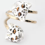 Bague spirale léopards blancs & dorés
