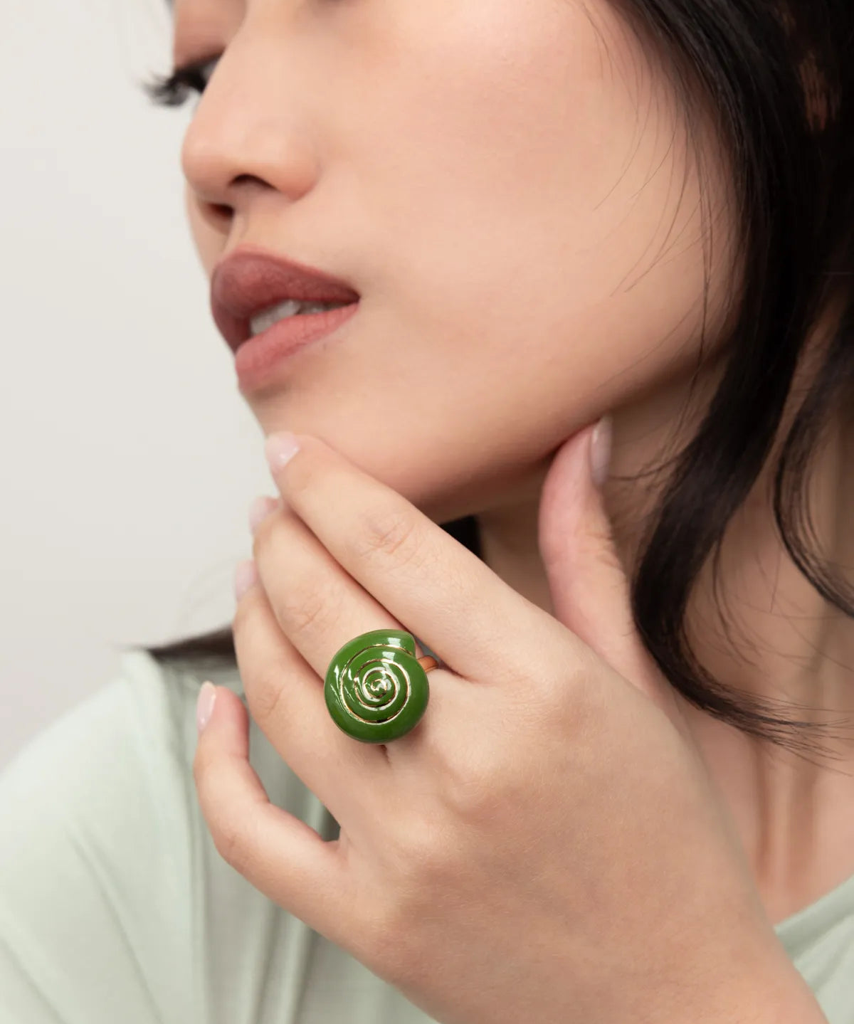 Green snail ring