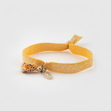 Bracelet twistband élastique doré léopard