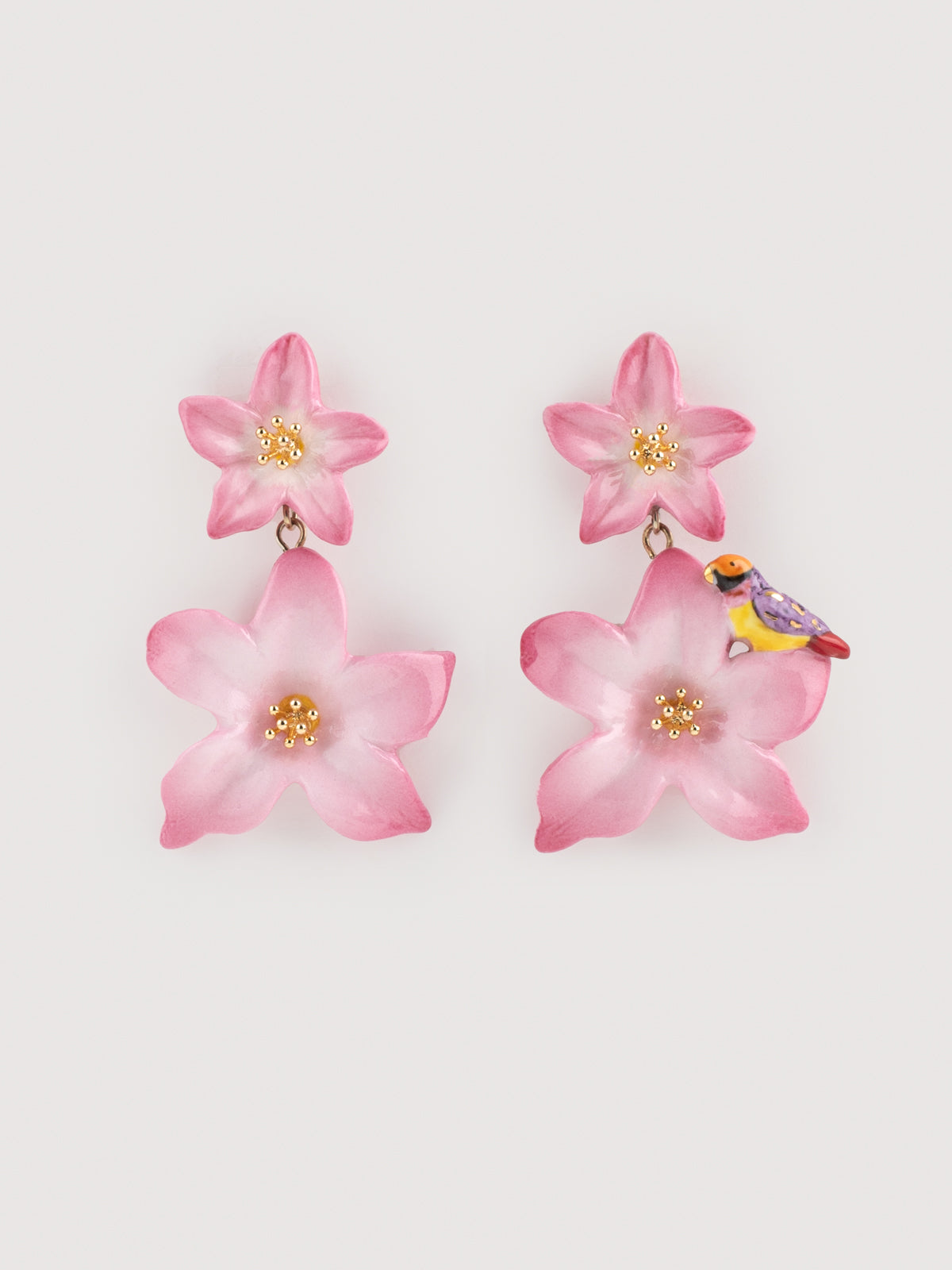 lily flower drop earrings Double pink lily drop earrings – NACH BIJOUX