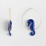 Small seahorse hoop earrings