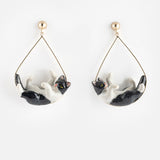 Black & white cat earrings