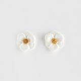 White flower ear studs