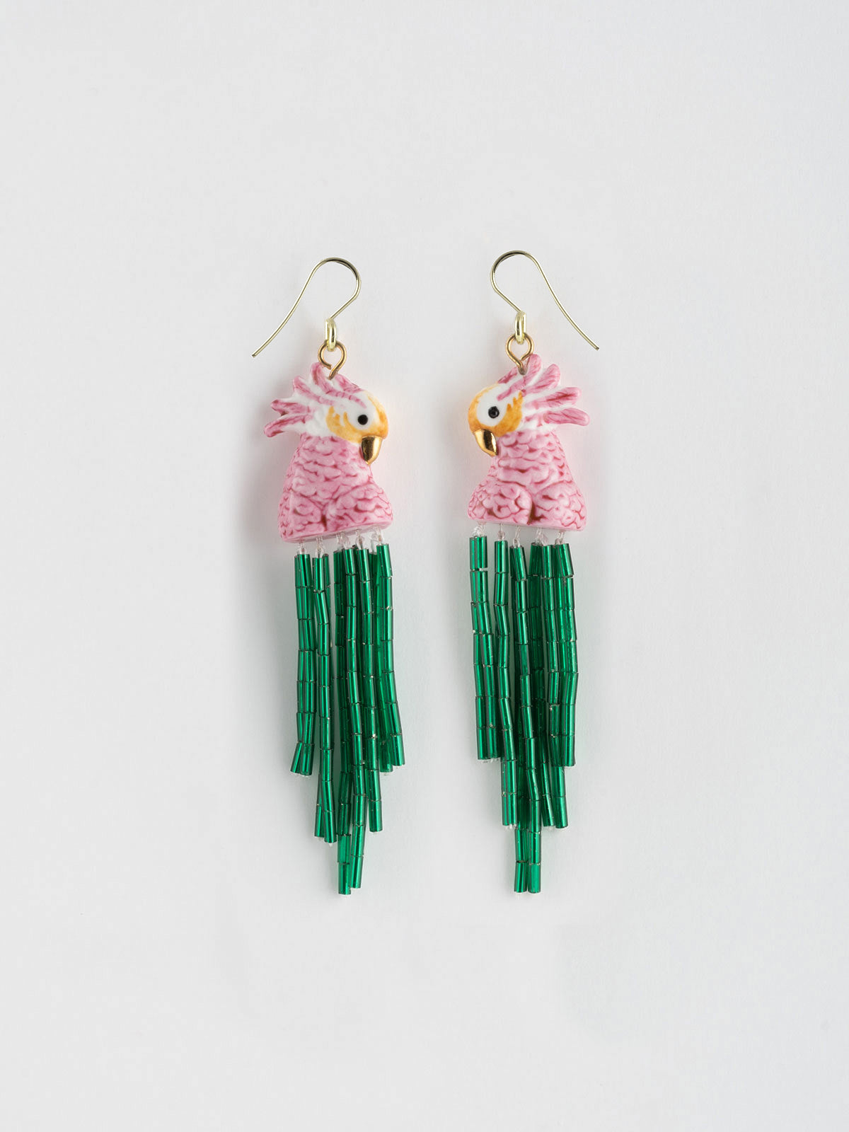 Cockatoo green pearl earrings NACH BIJOUX