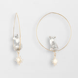Small polar fox hoop earrings - Arctic