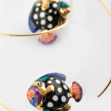 Small speckled fish hoop earrings