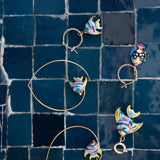 Mini rainbow fish hoop earrings - Sold individually