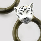 White leopard hoop earrings