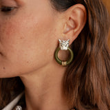 White leopard hoop earrings