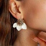 Boucles d'oreilles soleil blanc