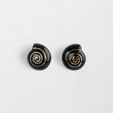 Black snail stud earrings