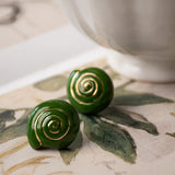 Green snail stud earrings