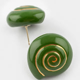 Green snail stud earrings