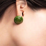 Green snail stud earrings