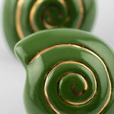 Green snail stud earrings