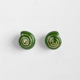 Green snail stud earrings