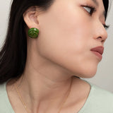 Green snail stud earrings