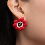 Red anemone stud earrings