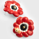 Red anemone stud earrings