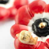 Red anemone stud earrings