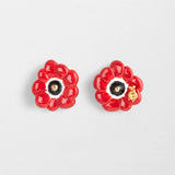 Red anemone stud earrings