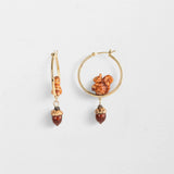 Squirrel and acorn hoop earrings