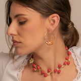 Fox and mushroom open hoop earrings