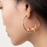 Fox and mushroom open hoop earrings