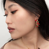 Boucles d'oreilles branches baies rouges