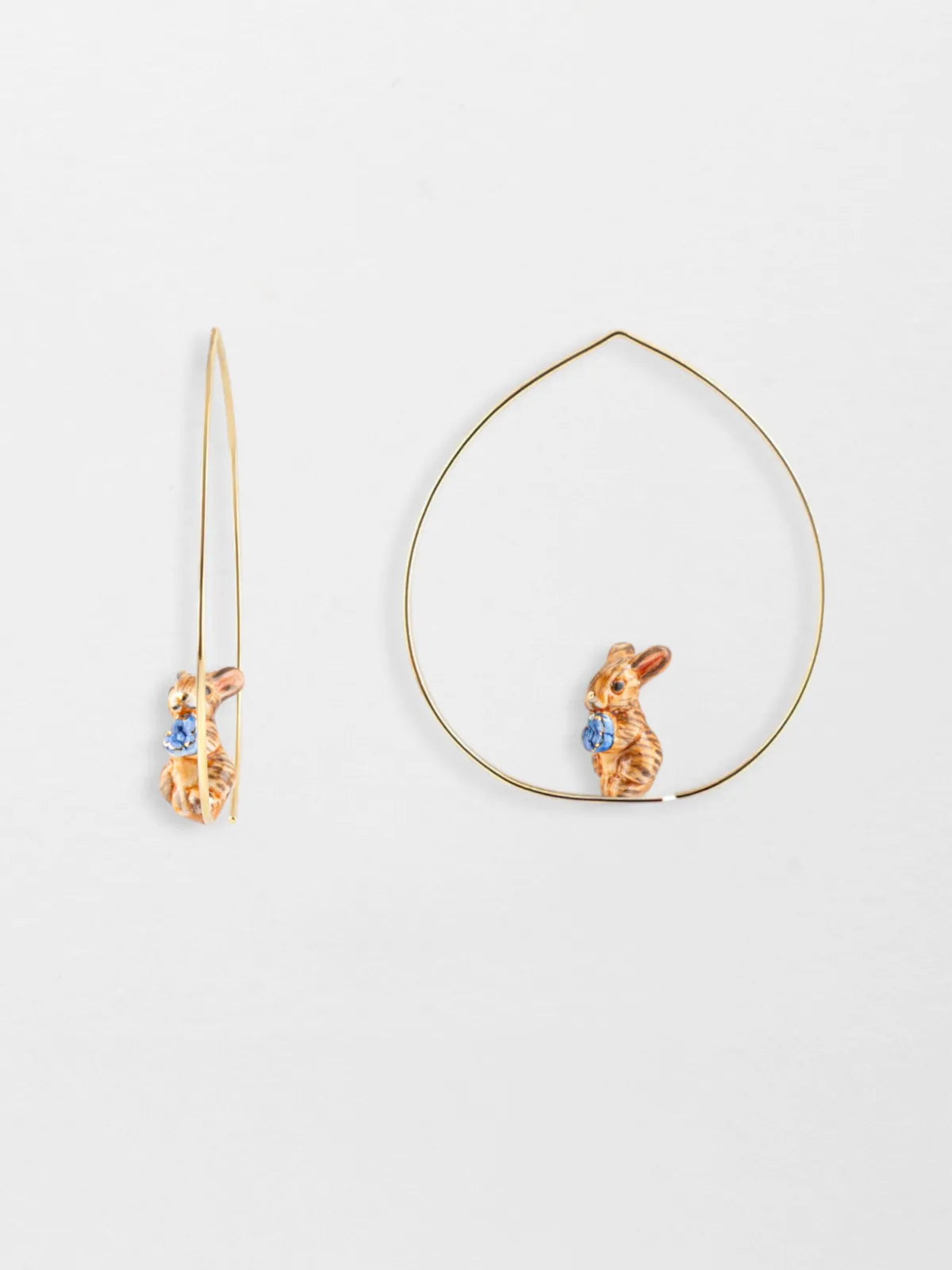 Brown rabbit hoop earrings – NACH BIJOUX - Main Image