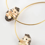 Hanging hedgehog hoop earrings