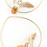 Owl in Flight Hoop Earrings