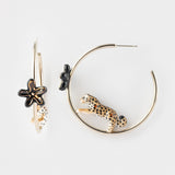 Créoles rondes léopard et fleur