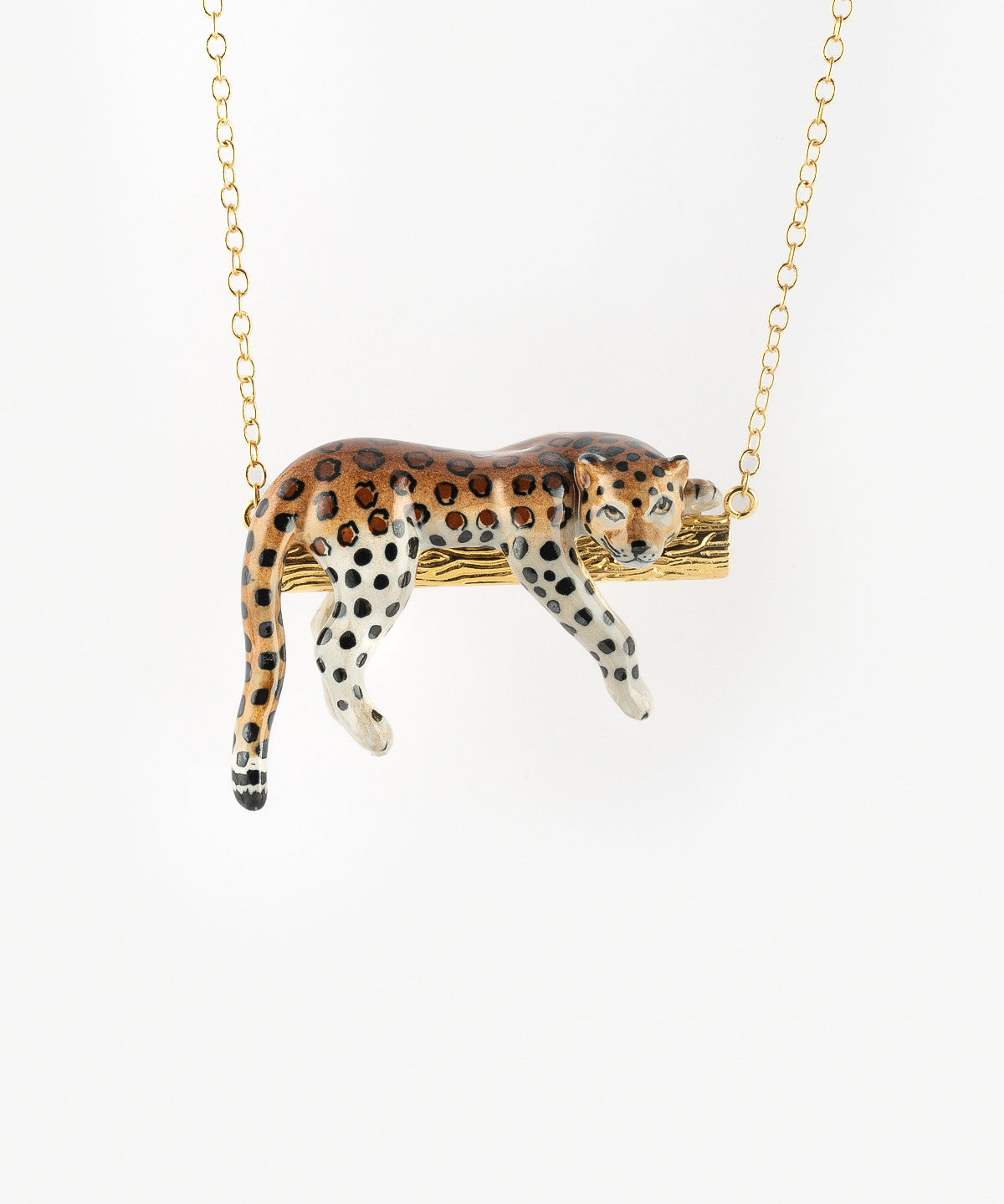 Leopard on branch necklace