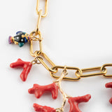 Red coral and spotted fish necklace