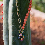 Pearl and spotted fish necklace