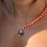 Pearl and spotted fish necklace