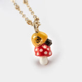 Snail on mushroom necklace