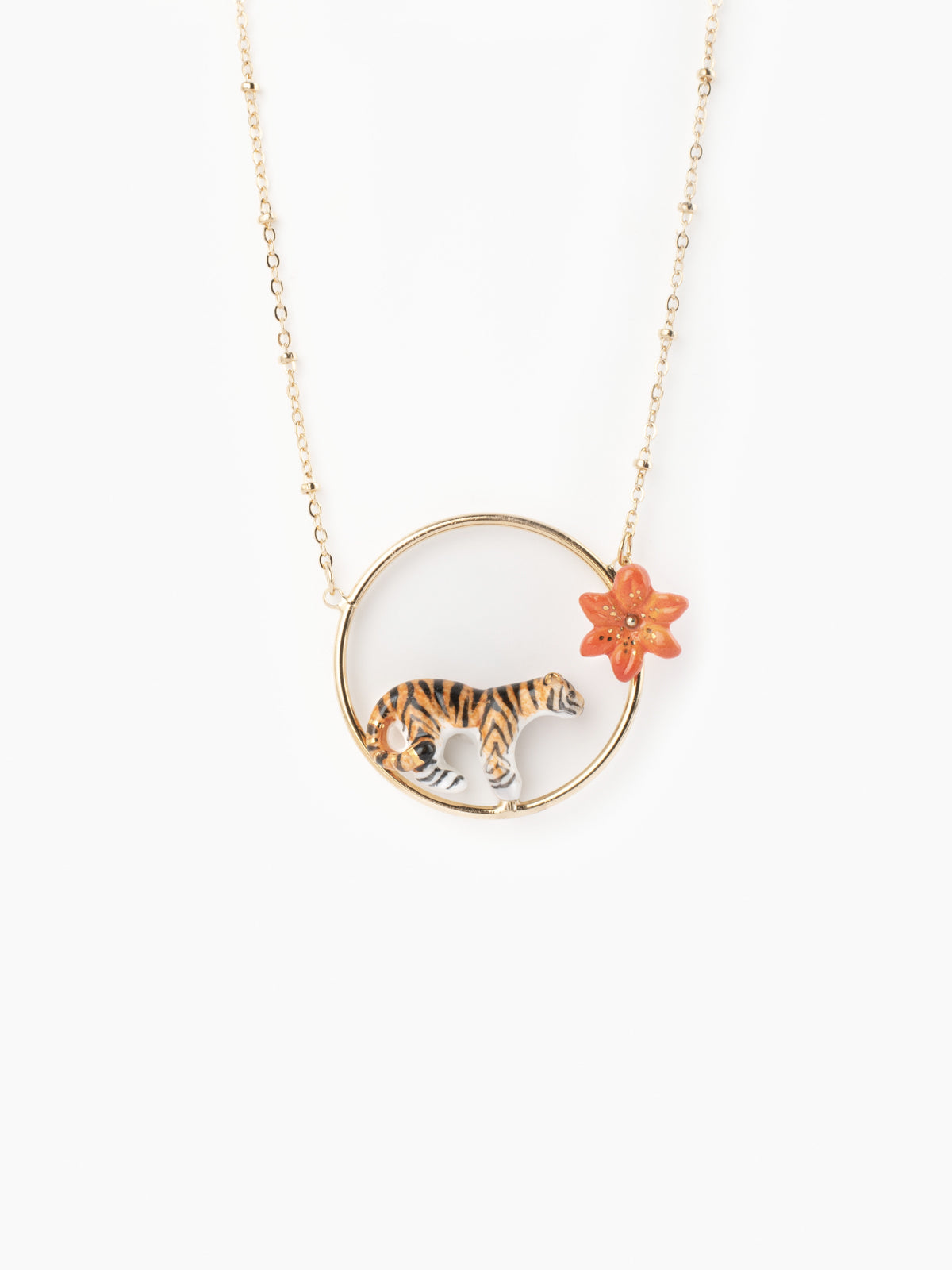 tiger lily necklace Round tiger and lily necklace – NACH BIJOUX