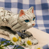 agrafeuse chat gris tabby en porcelaine peinte à la main