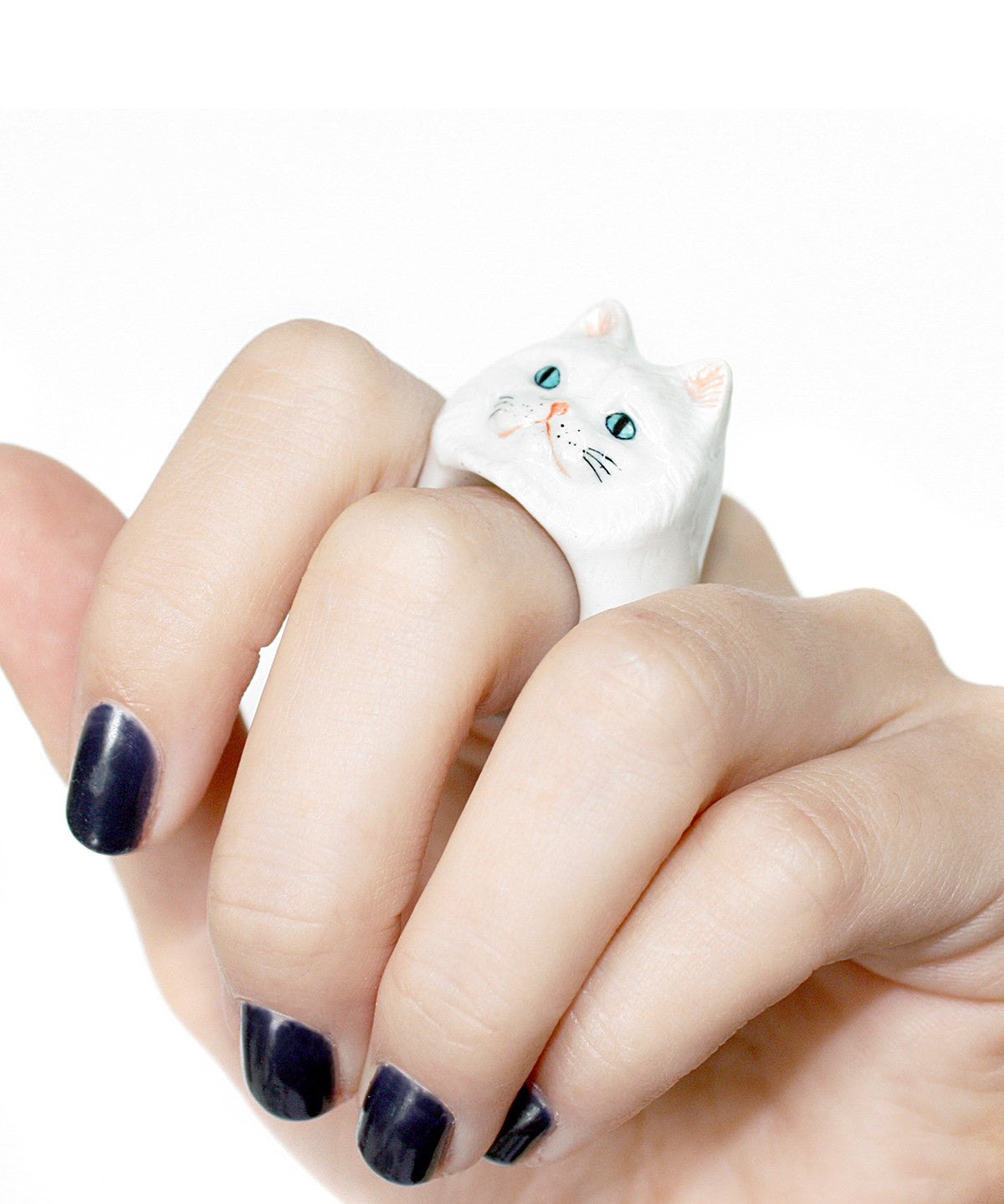 bague en porcelaine peinte Ă  la main animal chat persan