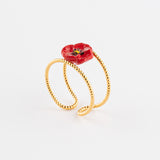 Bague double anneau coquelicot