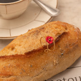 Bague fleur coquelicot en porcelaine et laiton doré