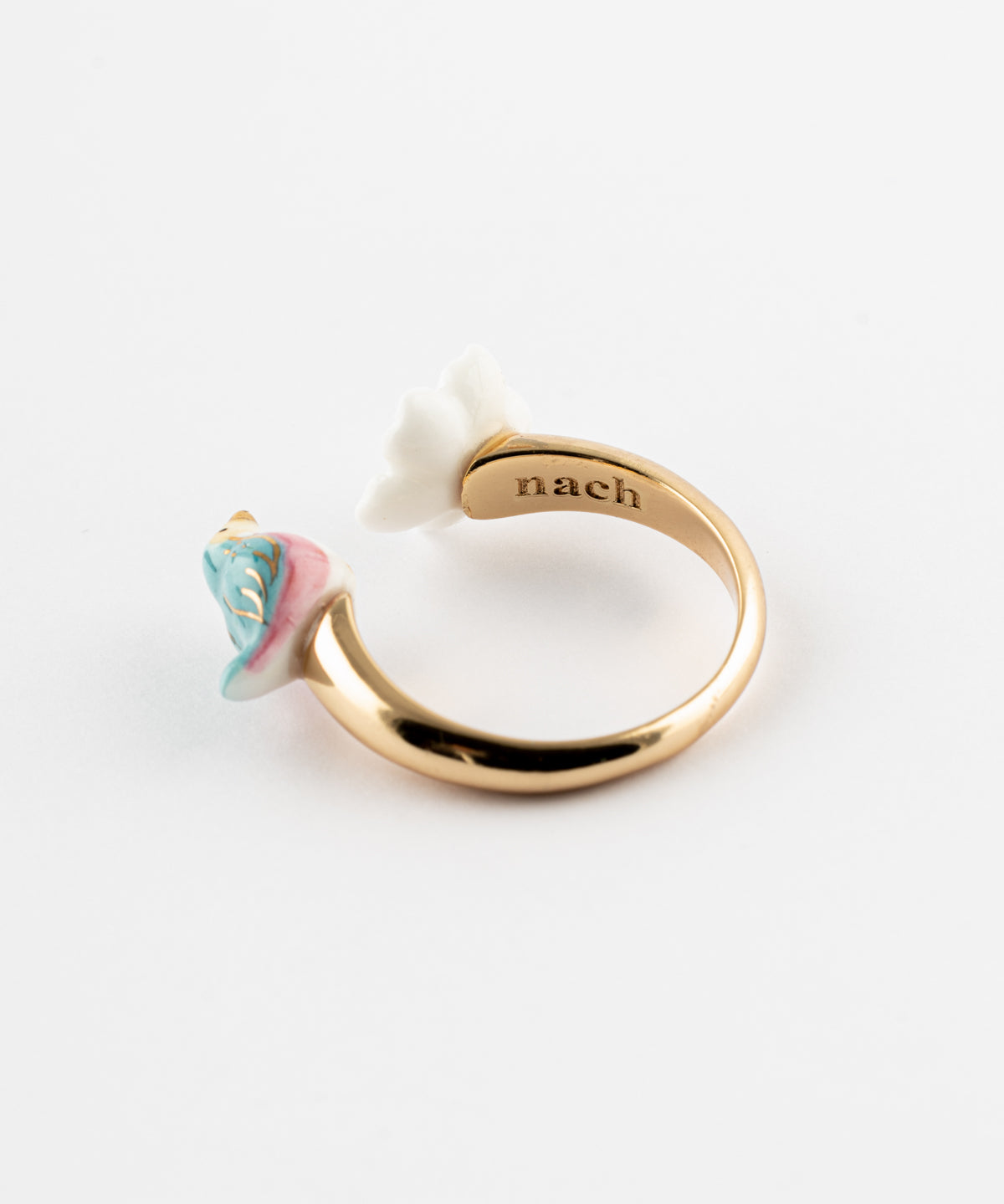 Bague FaceToFace oiseau bleu & fleur de poirier