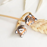 bague ajustable animal tigre en porcelaine peinte à la main