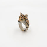 bague animal léopard porcelaine peint à la main