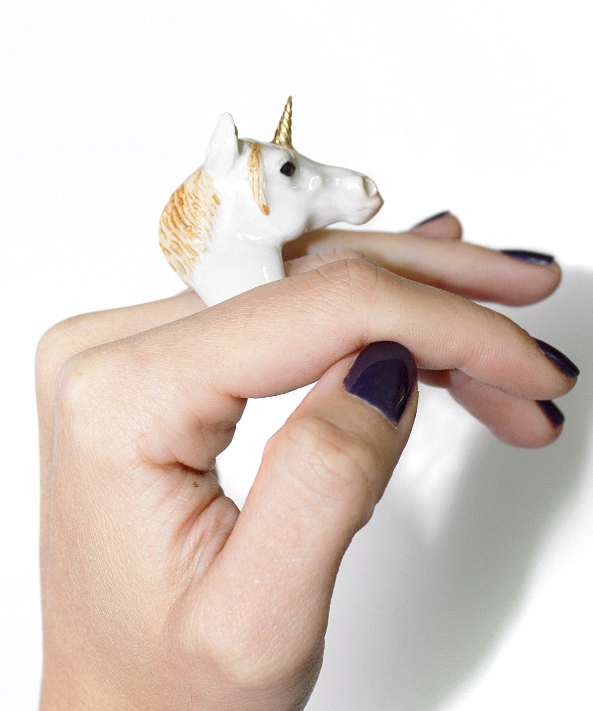 bague en porcelaine peinte Ă  la main  animal licorne