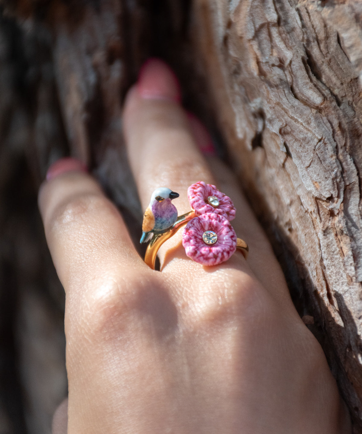 Bague oiseau et chardons