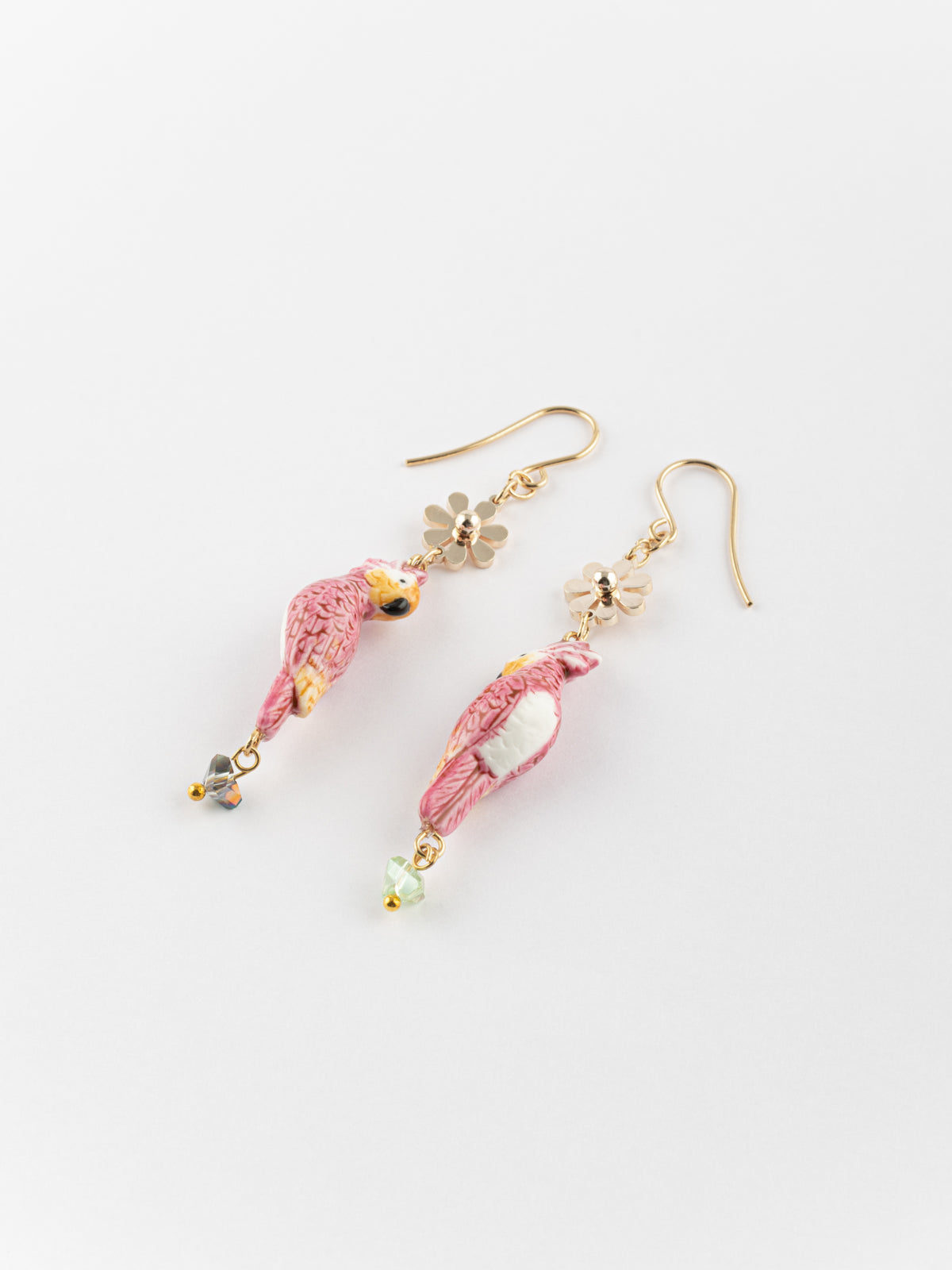 Boucles d'oreilles cacatoès & pampilles