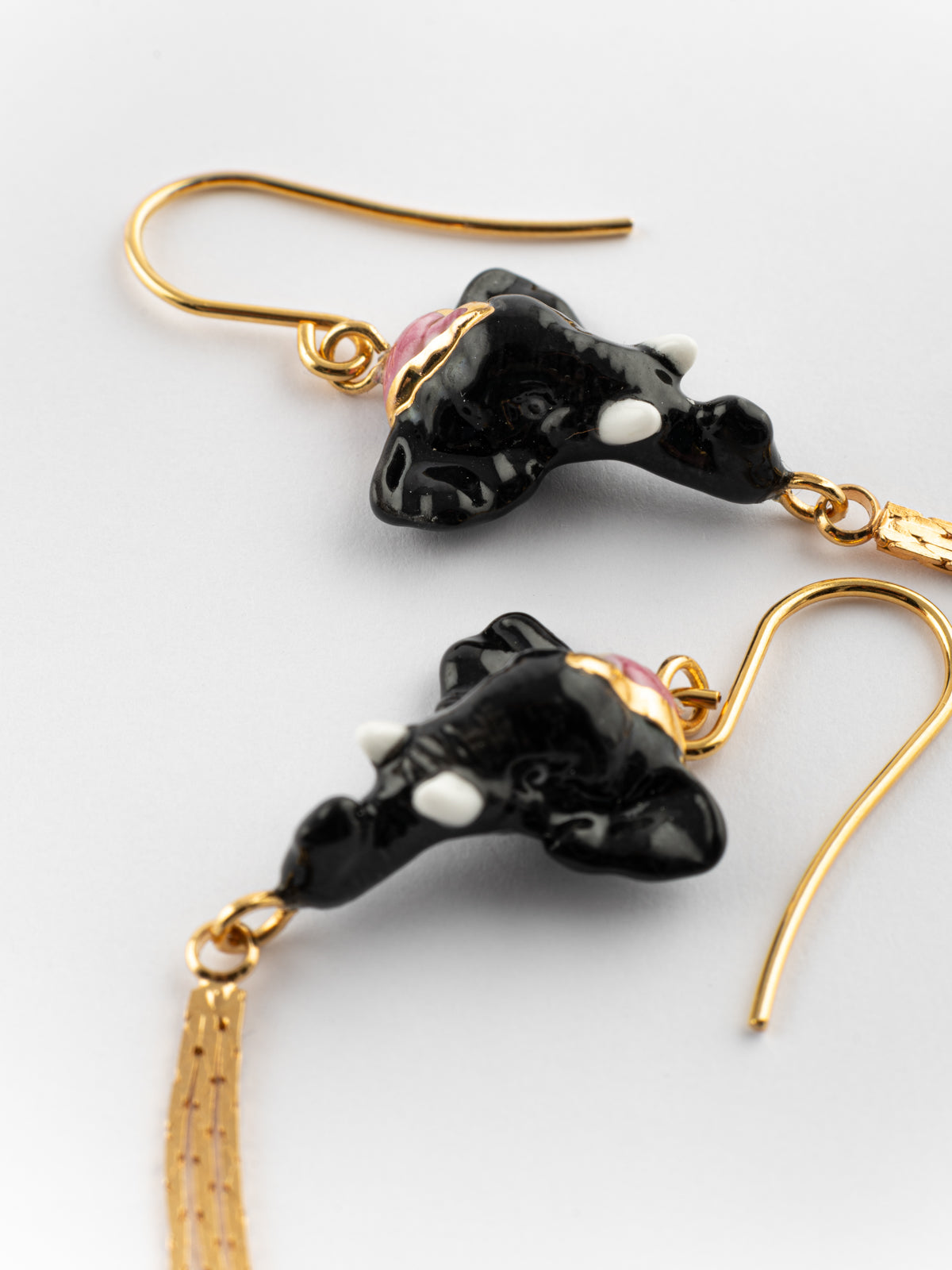 Boucles d'oreilles éléphant d'Asie avec franges